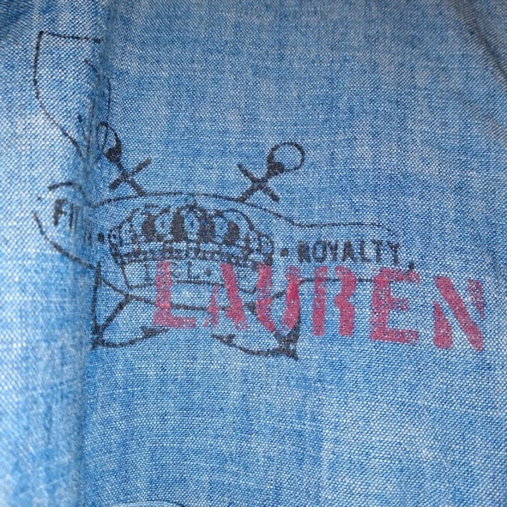 Lauren Jeans Company: Blue long sleeve button closure Cotton shirt w/ two pocket - Picture 3 of 5